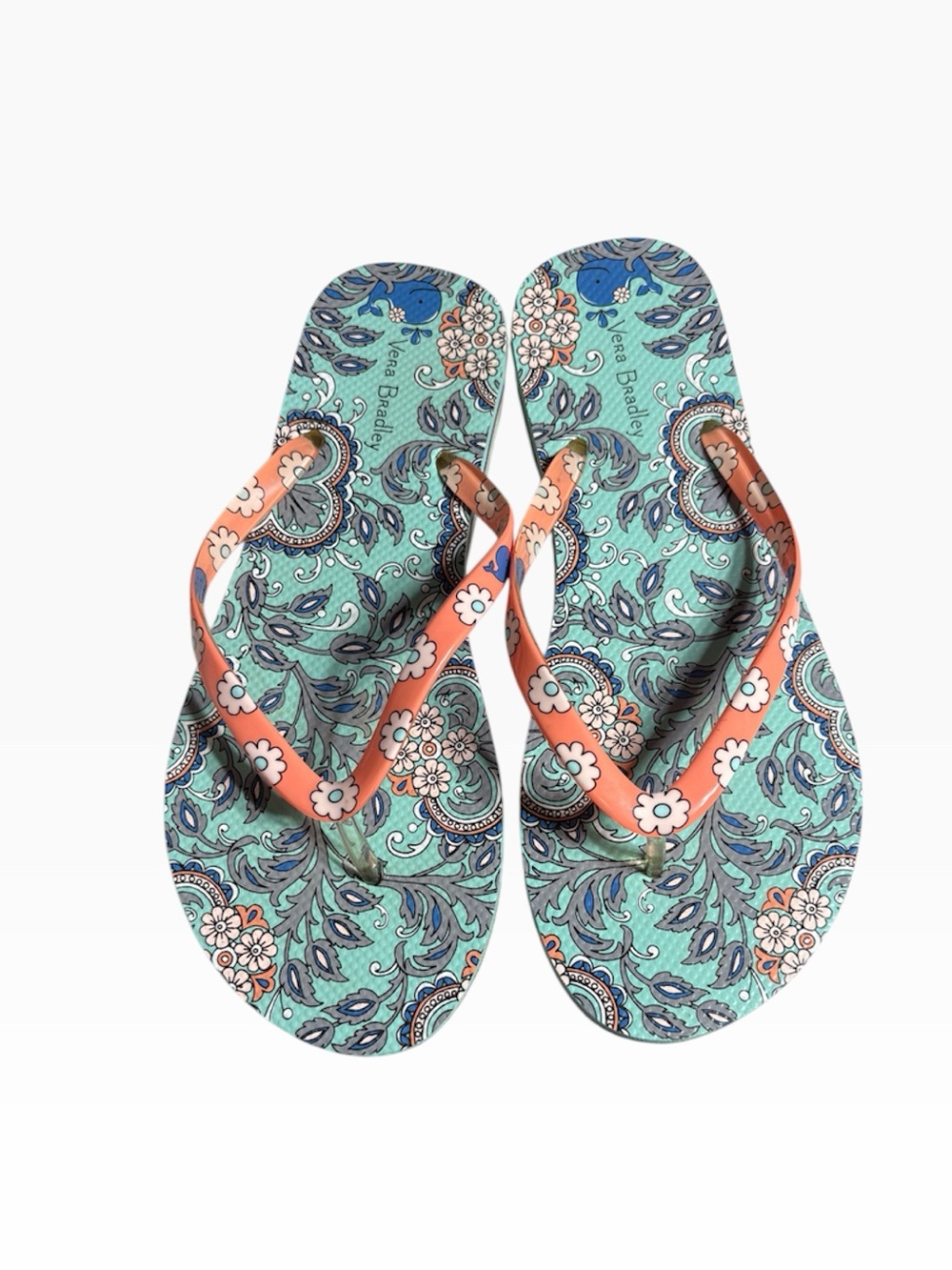 Vera Bradley Coral Teal Whale Floral
Paisley Flip Flops size 7/8